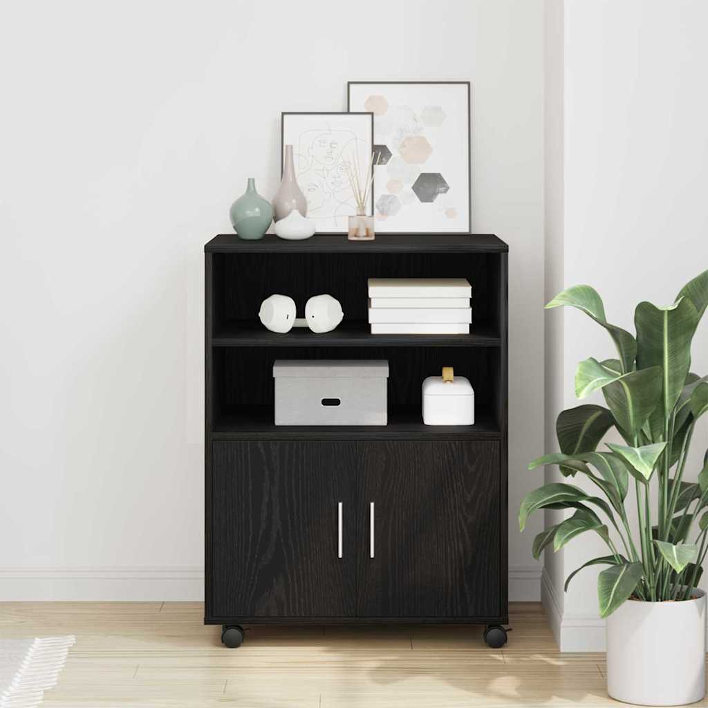 Cabinet s policom s kotačem Crni hrast 60 x 48 x 74.5 cm
