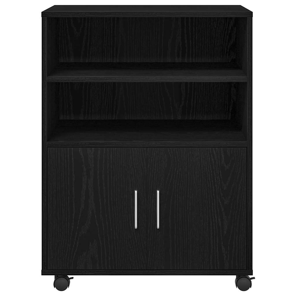 Cabinet s policom s kotačem Crni hrast 60 x 48 x 74.5 cm