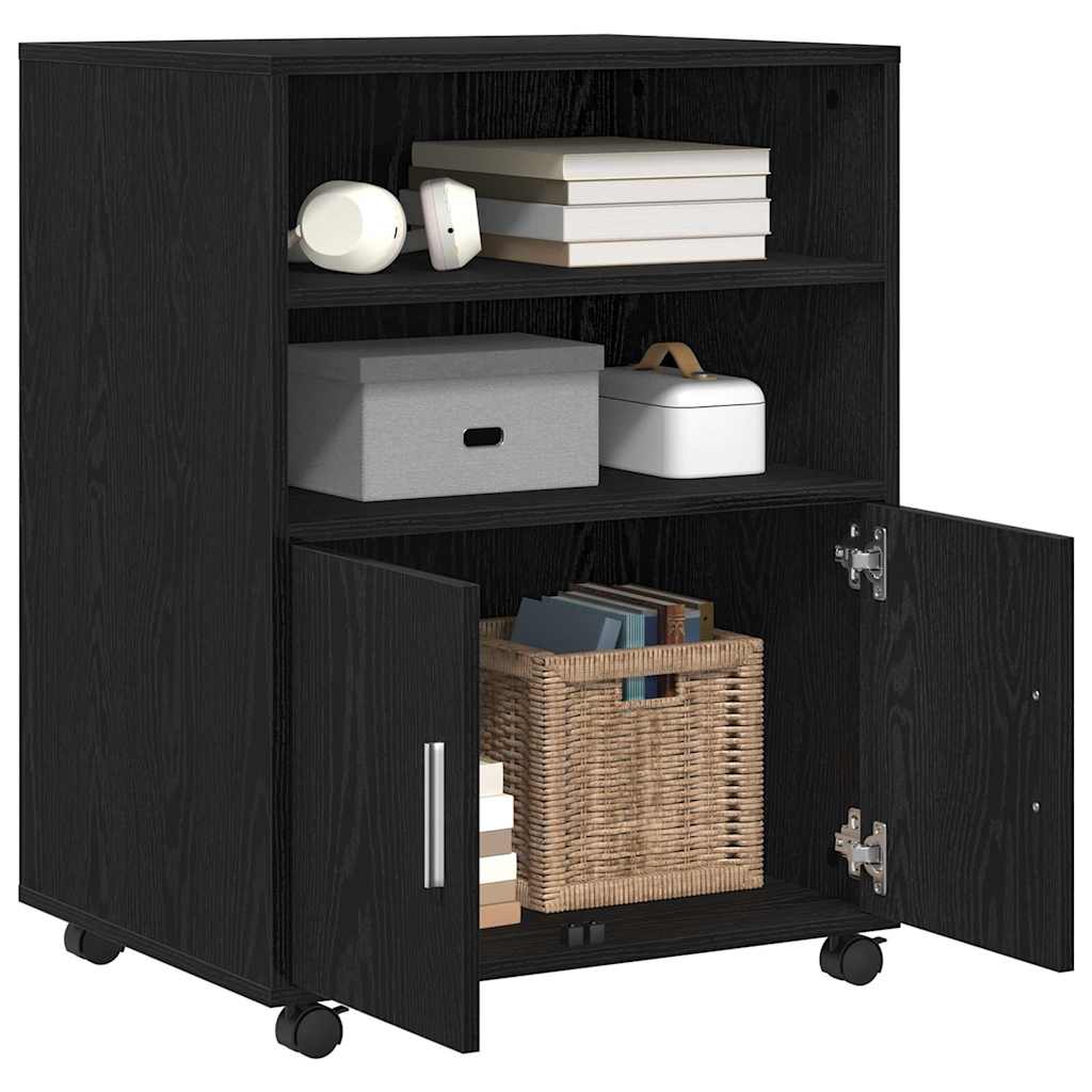 Cabinet s policom s kotačem Crni hrast 60 x 48 x 74.5 cm