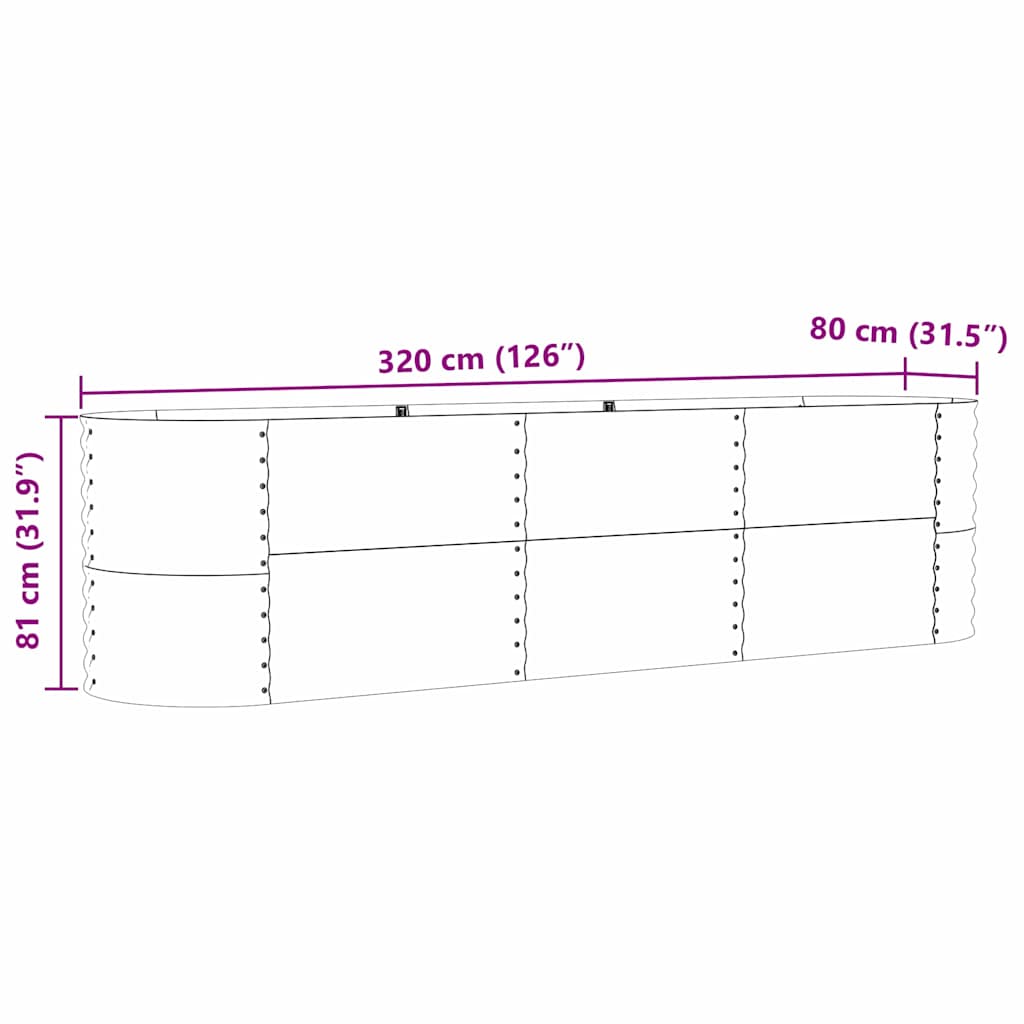 Povišena gredica Smeđa 320 x 80 x 81 cm Čelik