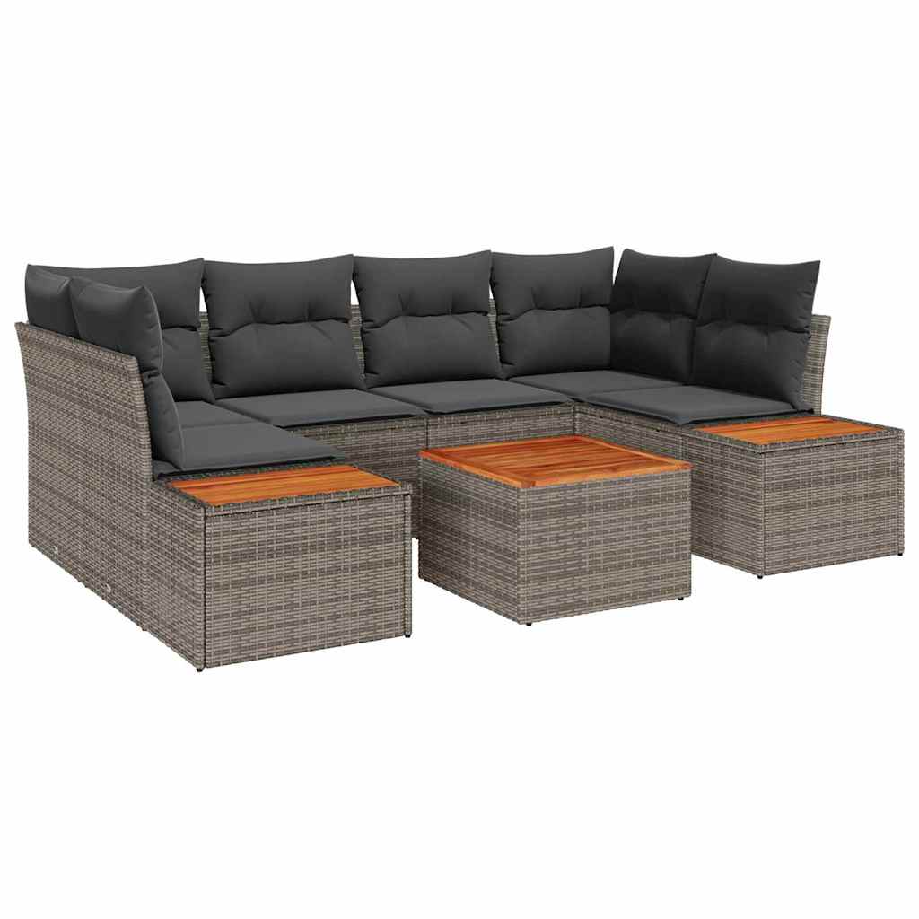 Sjedeća garnitura za vrt s jastukom 6 pcs Siva Poli ratan