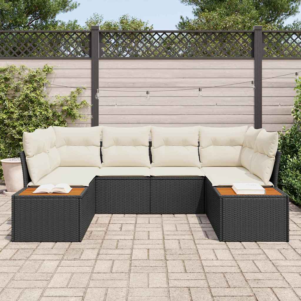 Sjedeća garnitura za vrt 6 kom. Crna poliratan 234 x 154 x 69 cm