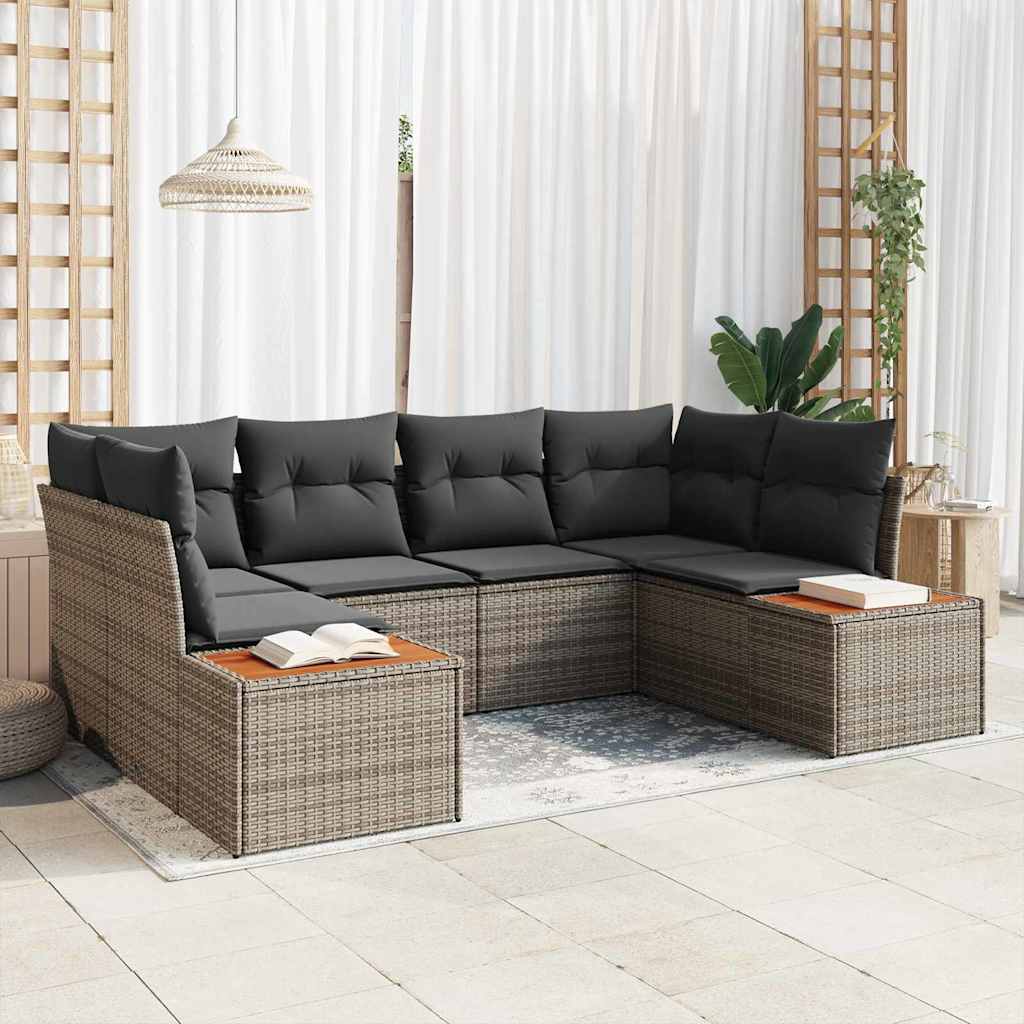 Sjedeća garnitura za vrt 6 kom. Siva poliratan 234 x 154 x 69 cm