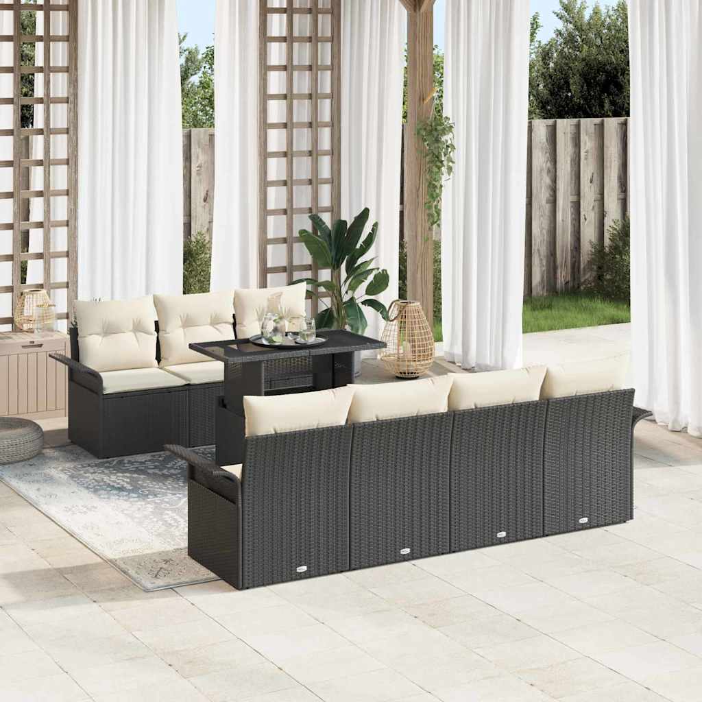 Sjedeća garnitura za vrt 8 kom. Crna poliratan 100 x 55 x 73 cm