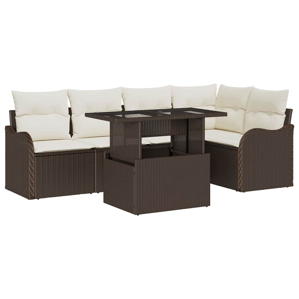 Blagovaonski set s jastukom 6 pcs Smeđa Poli ratan