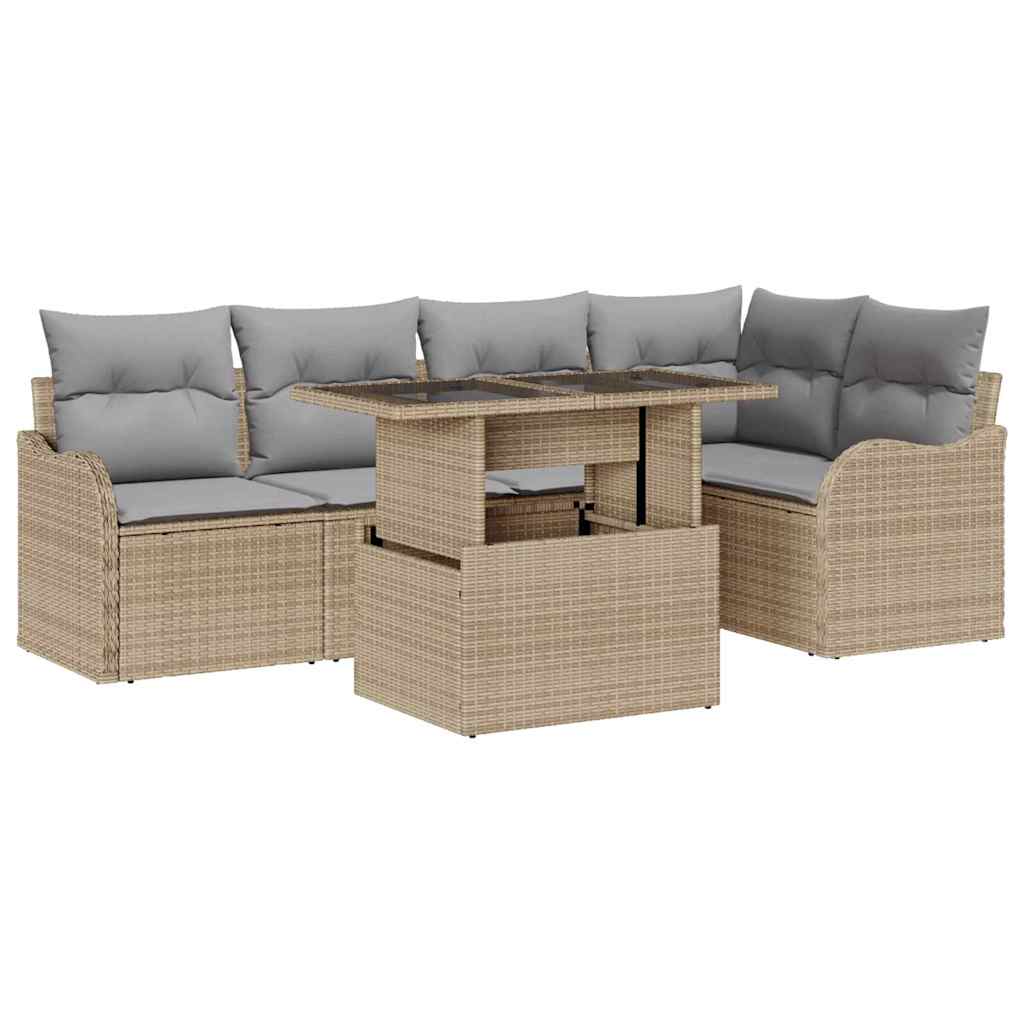 Blagovaonski set s jastukom 6 pcs Bež Poli ratan