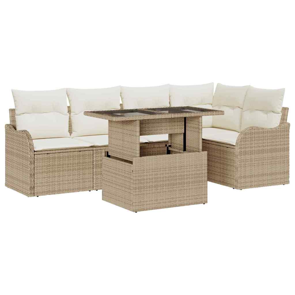 Blagovaonski set s jastukom 6 pcs Bež Poli ratan