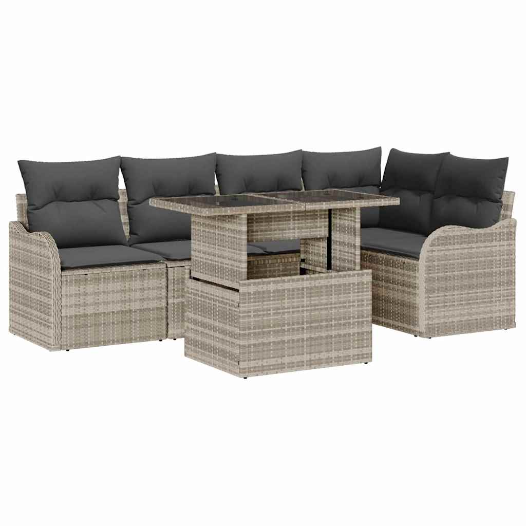Blagovaonski set s jastukom 6 pcs Svjetlosiva Poli ratan
