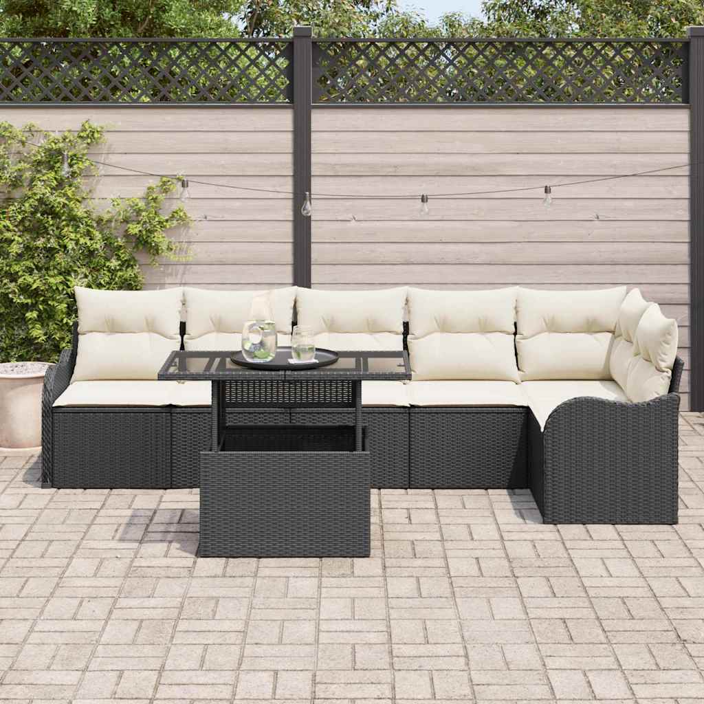 Set sofe s jastukom 7 pcs Crna Poli ratan