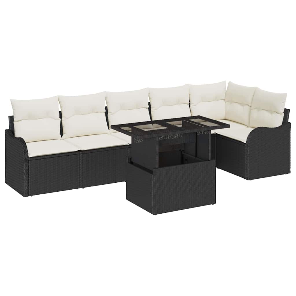 Set sofe s jastukom 7 pcs Crna Poli ratan