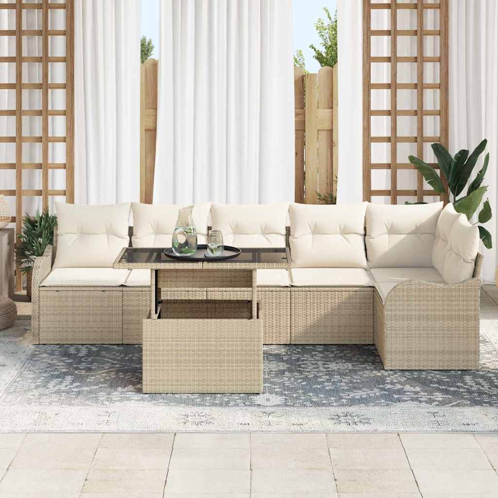 Set sofe s jastukom 7 pcs Bež Poli ratan