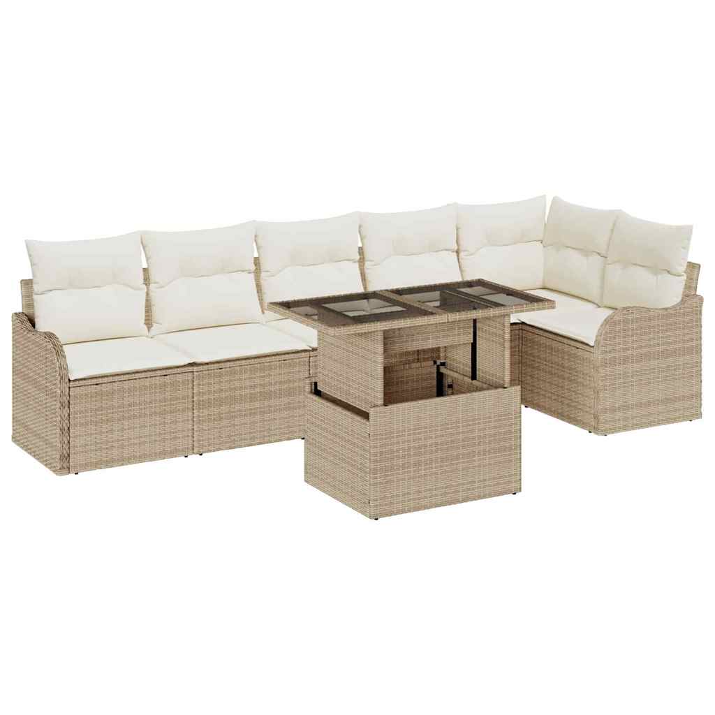 Set sofe s jastukom 7 pcs Bež Poli ratan