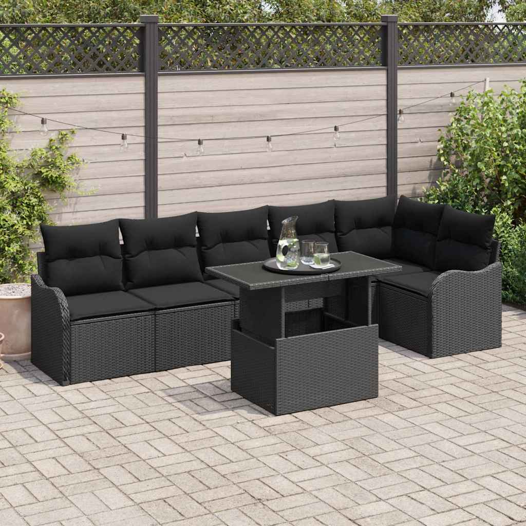 Set sofe s jastukom 7 pcs Crna Poli ratan