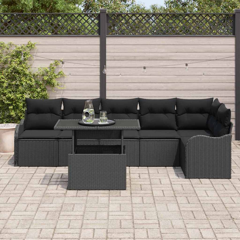 Set sofe s jastukom 7 pcs Crna Poli ratan