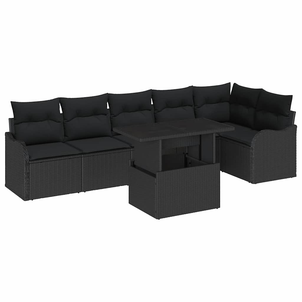 Set sofe s jastukom 7 pcs Crna Poli ratan
