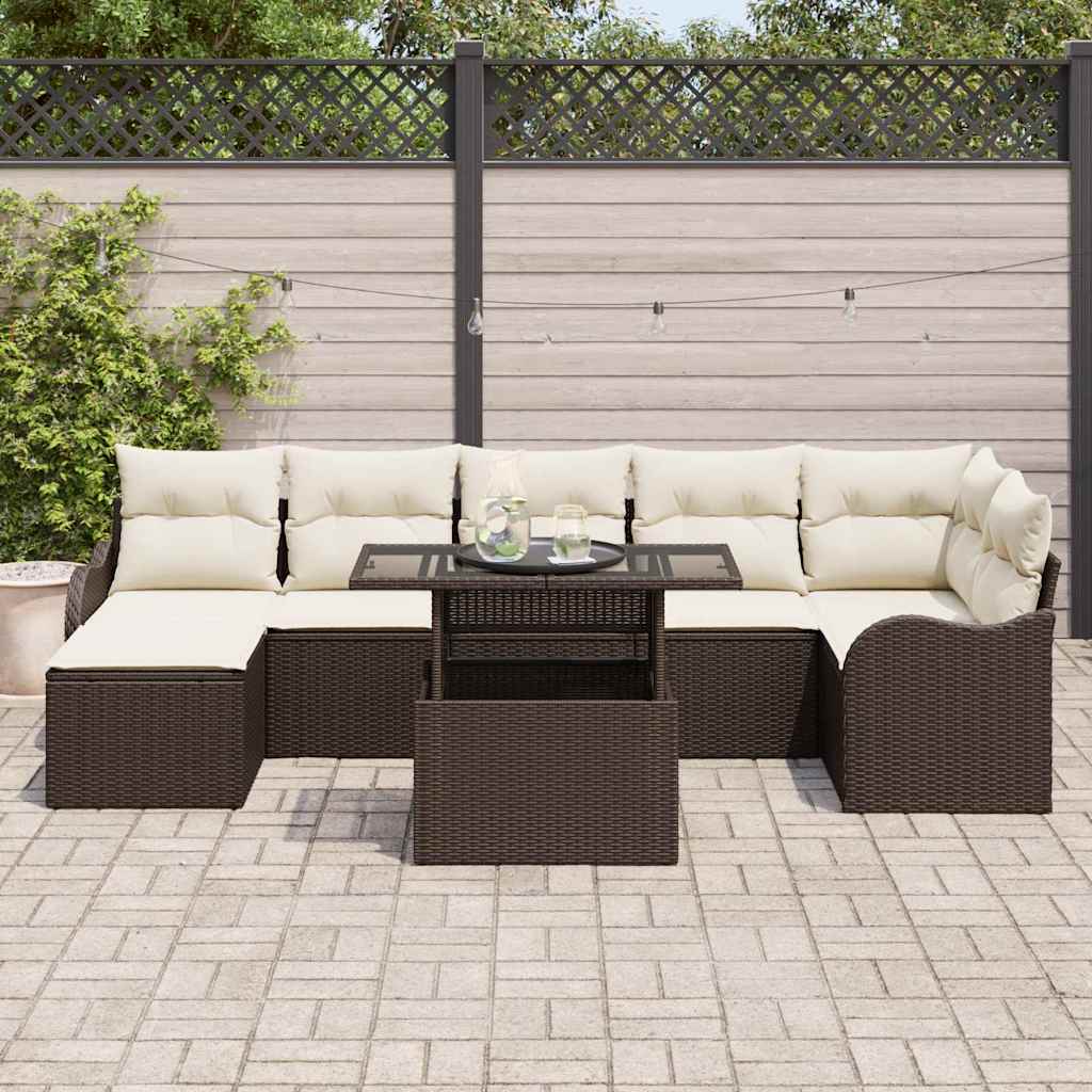 Sjedeća garnitura za vrt 8 kom. Smeđa Poli ratan 287,5 x 122,5 x 85 cm
