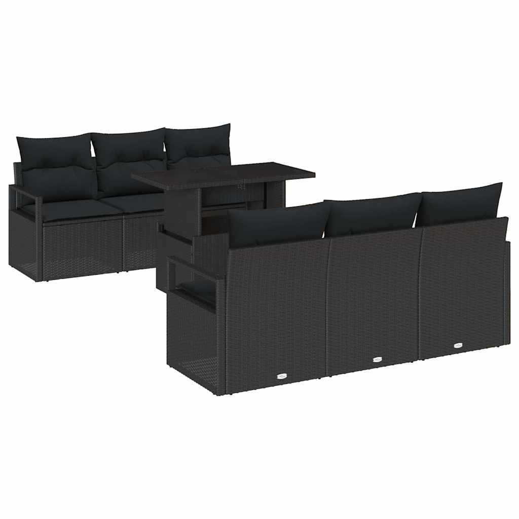 Sjedeća garnitura za vrt s pohranom 7 pcs Crna poliratan