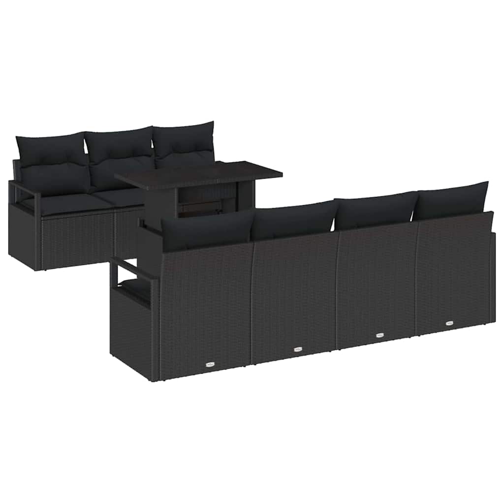 Sjedeća garnitura za vrt s pohranom 8 pcs Crna poliratan