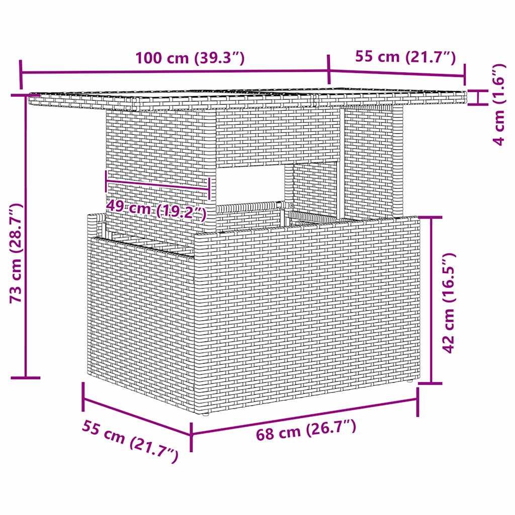 Sjedeća garnitura za vrt 9 kom. 6-Broj sjedala Crna poliratan