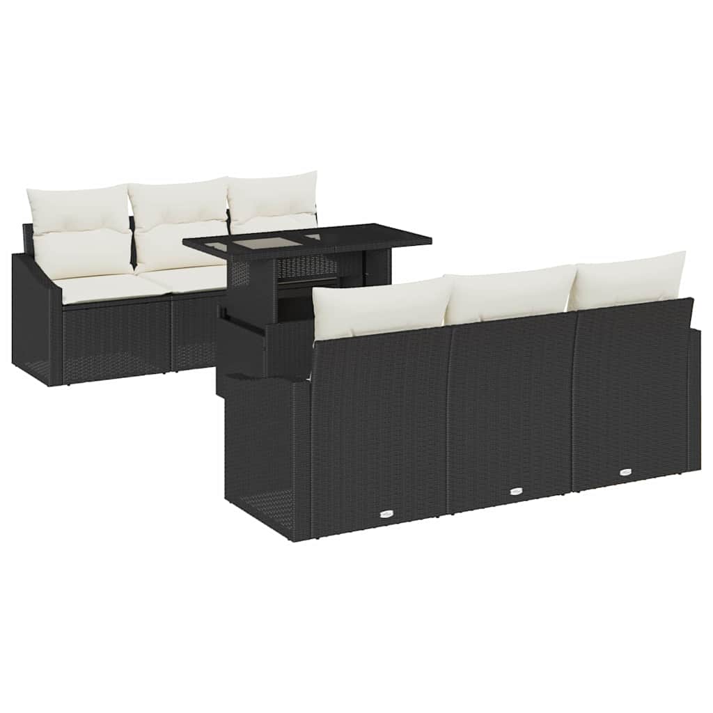Sjedeća garnitura za vrt 7 pcs Crna i krem 100 x 55 x 73 cm