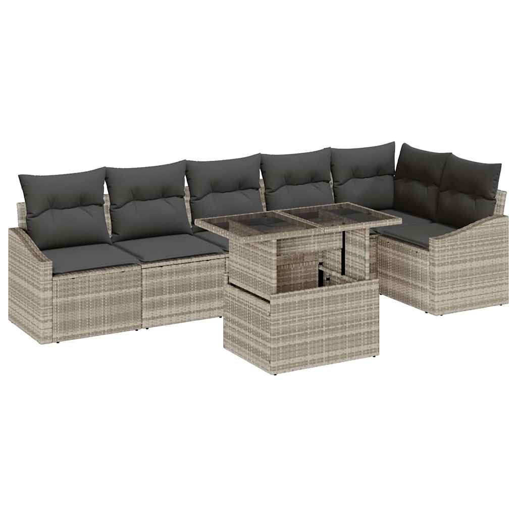 Sjedeća garnitura za vrt 7 kom. Svijetlo siva poliratan Svjetlosiva 288.5 x 123.5 x 85 cm