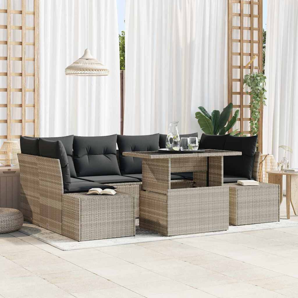 Set sofe s jastukom 7 pcs Svijetlo siva poliratan