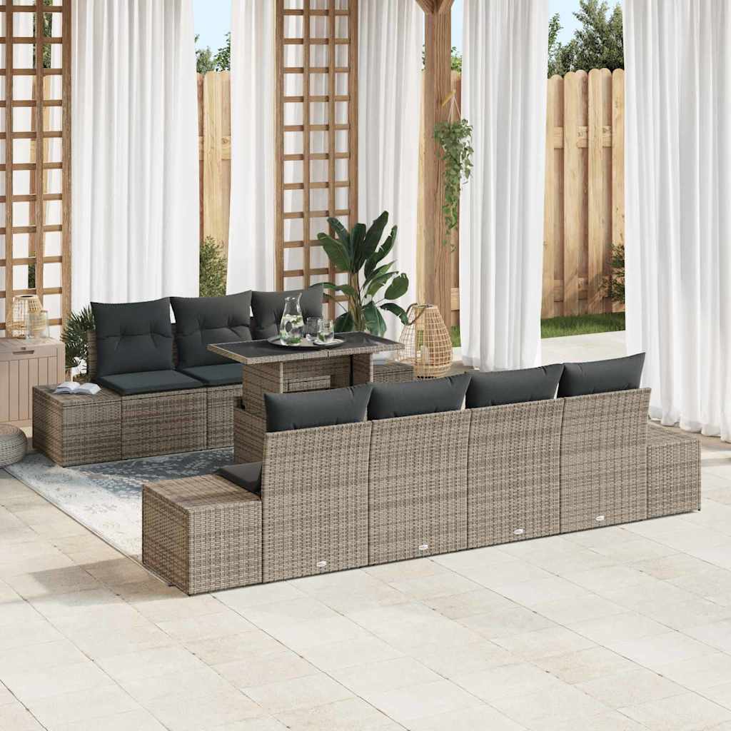 Set sofe 8 kom. Siva poliratan 100 x 55 x 73 cm