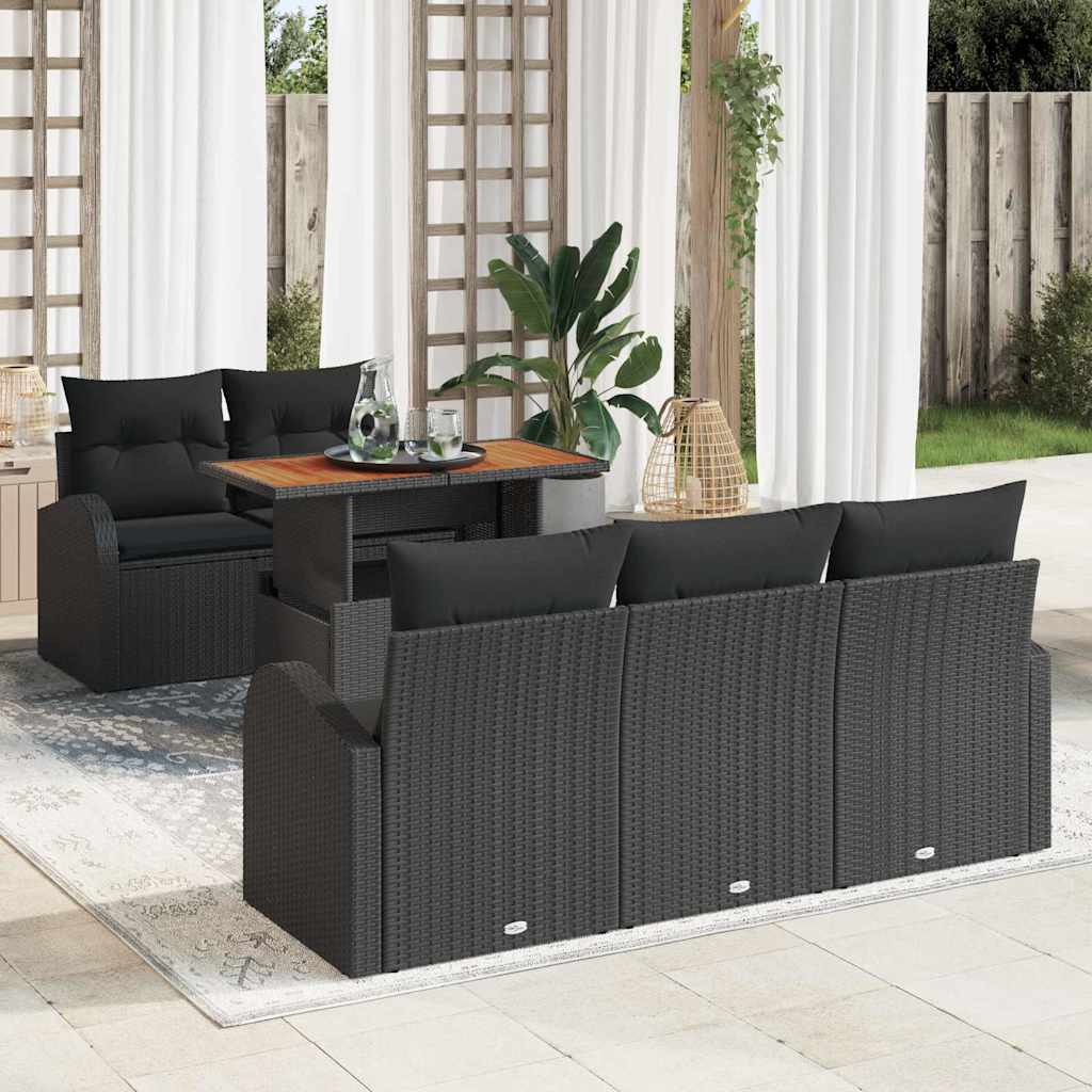 Sjedeća garnitura za vrt s jastukom 6 pcs Crna