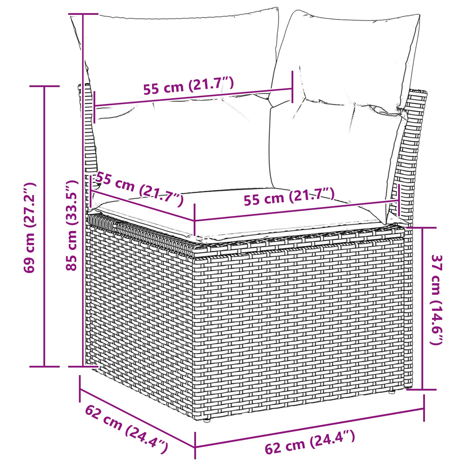 Vrtni set za objed s jastukom 9 pcs Crna i Plavozelena