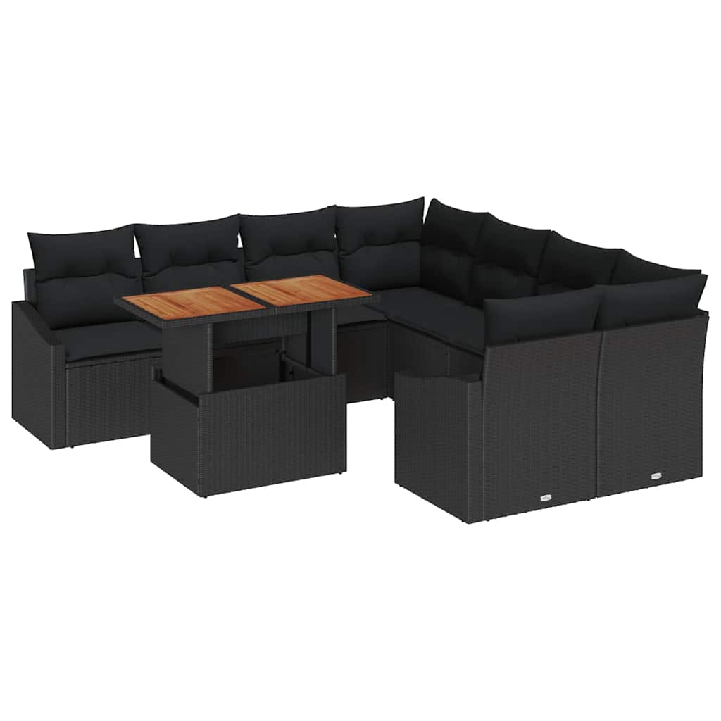 Vrtni set za objed s jastukom 9 pcs Crna i smeđa