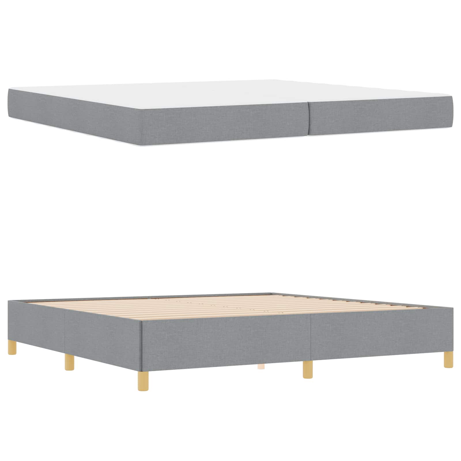 Krevetna konstrukcija Svijetlo siva 200 x 200 cm tkanina