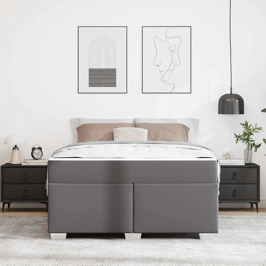 Krevetna konstrukcija s madracem Siva 160 x 200 cm tkanina