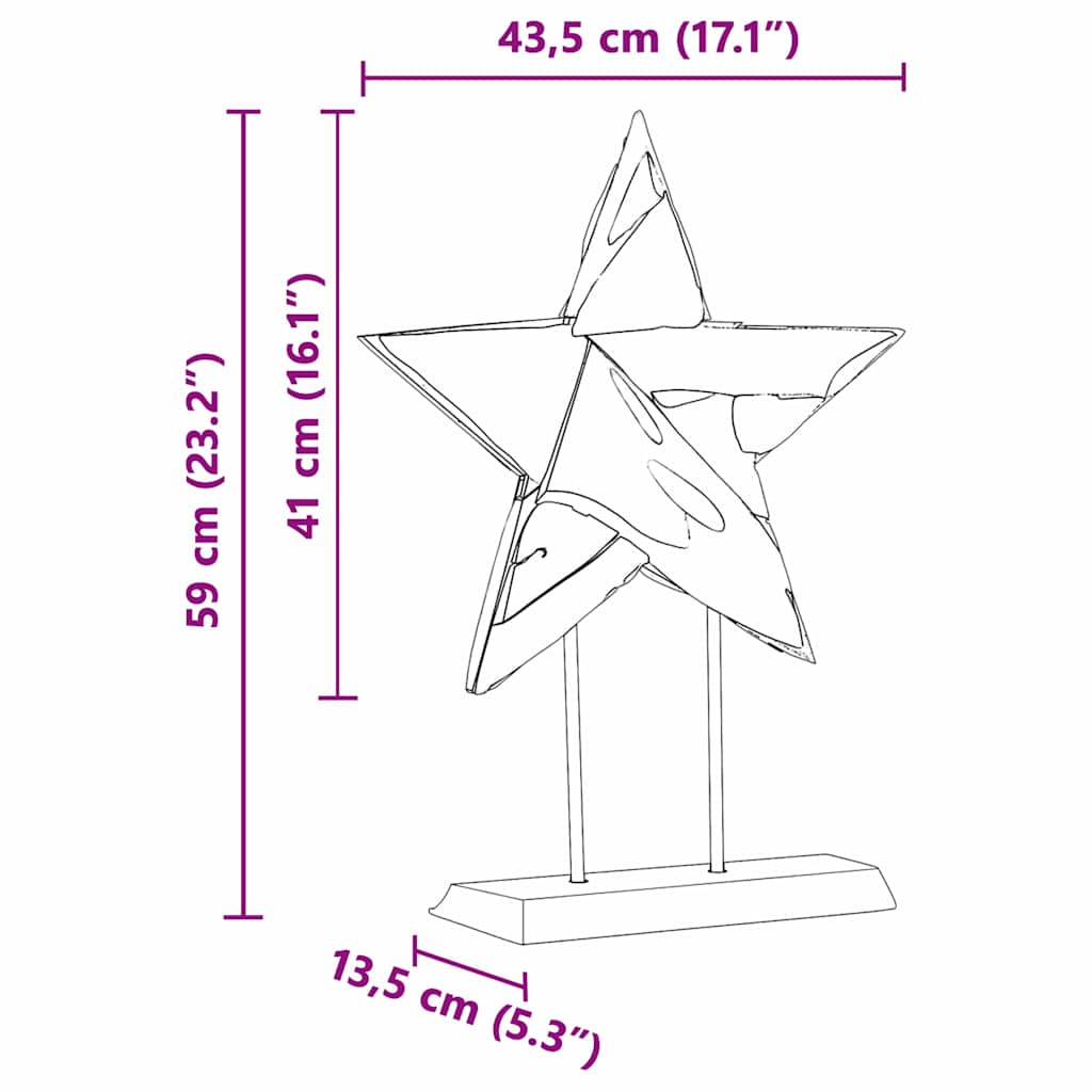 Božićna zvijezda Smeđa 43,5 x 13,5 x 59 cm Čvrsto teak drvo