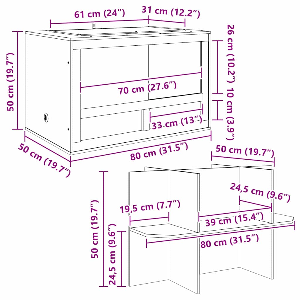 Terarij Smeđa 80 x 50 x 100 cm OSB