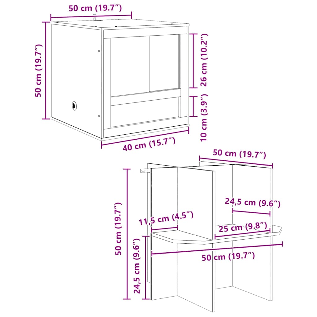 Terarij Smeđa 50 x 50 x 100 cm OSB