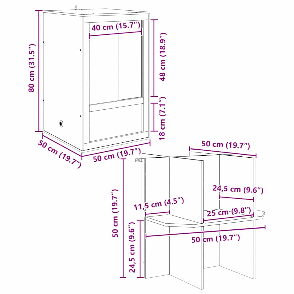 Terarij Smeđa 50 x 50 x 130 cm OSB
