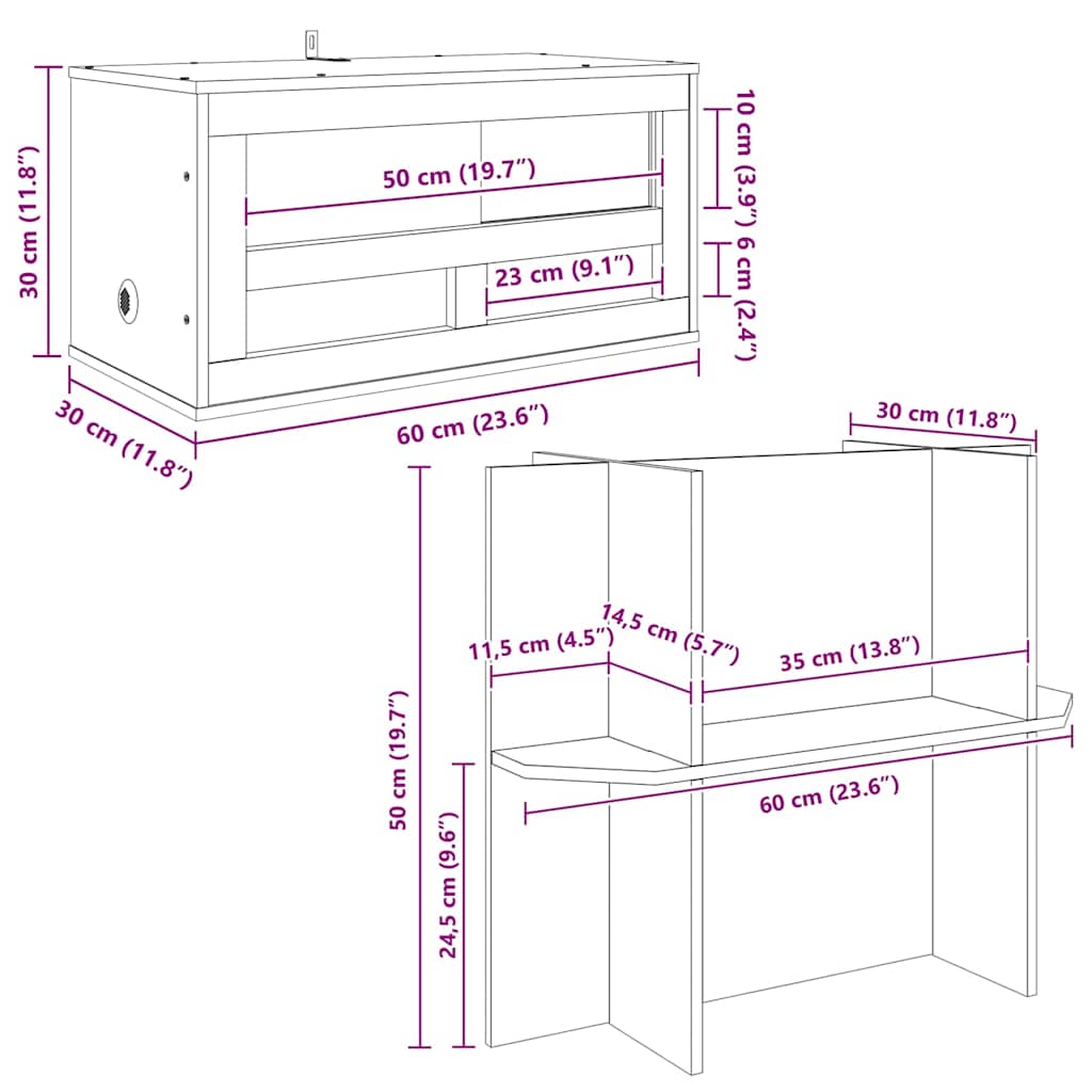 Terarij Smeđa 60 x 30 x 80 cm OSB