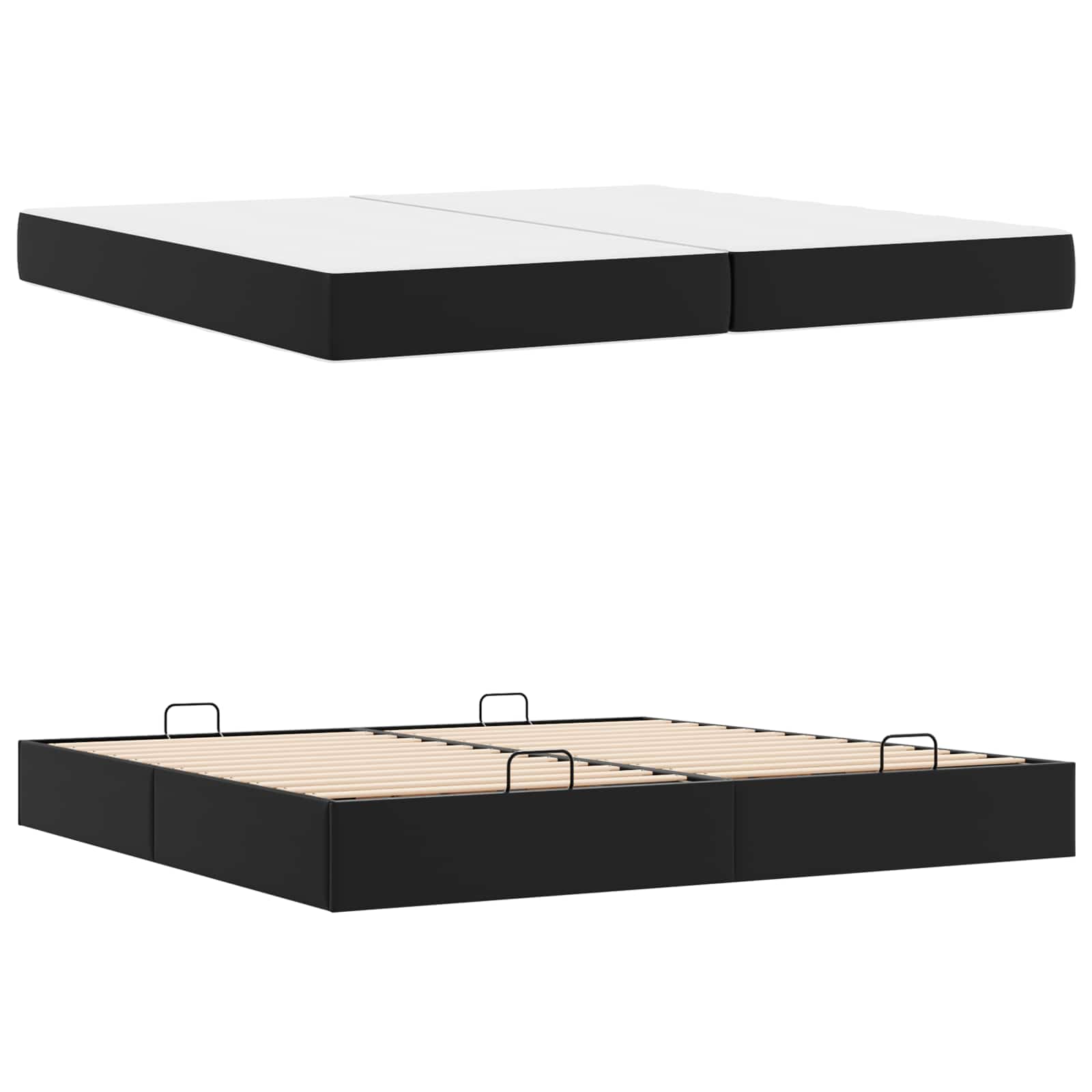 Okvir kreveta s madracem s madracem 2 pcs Crna PVC