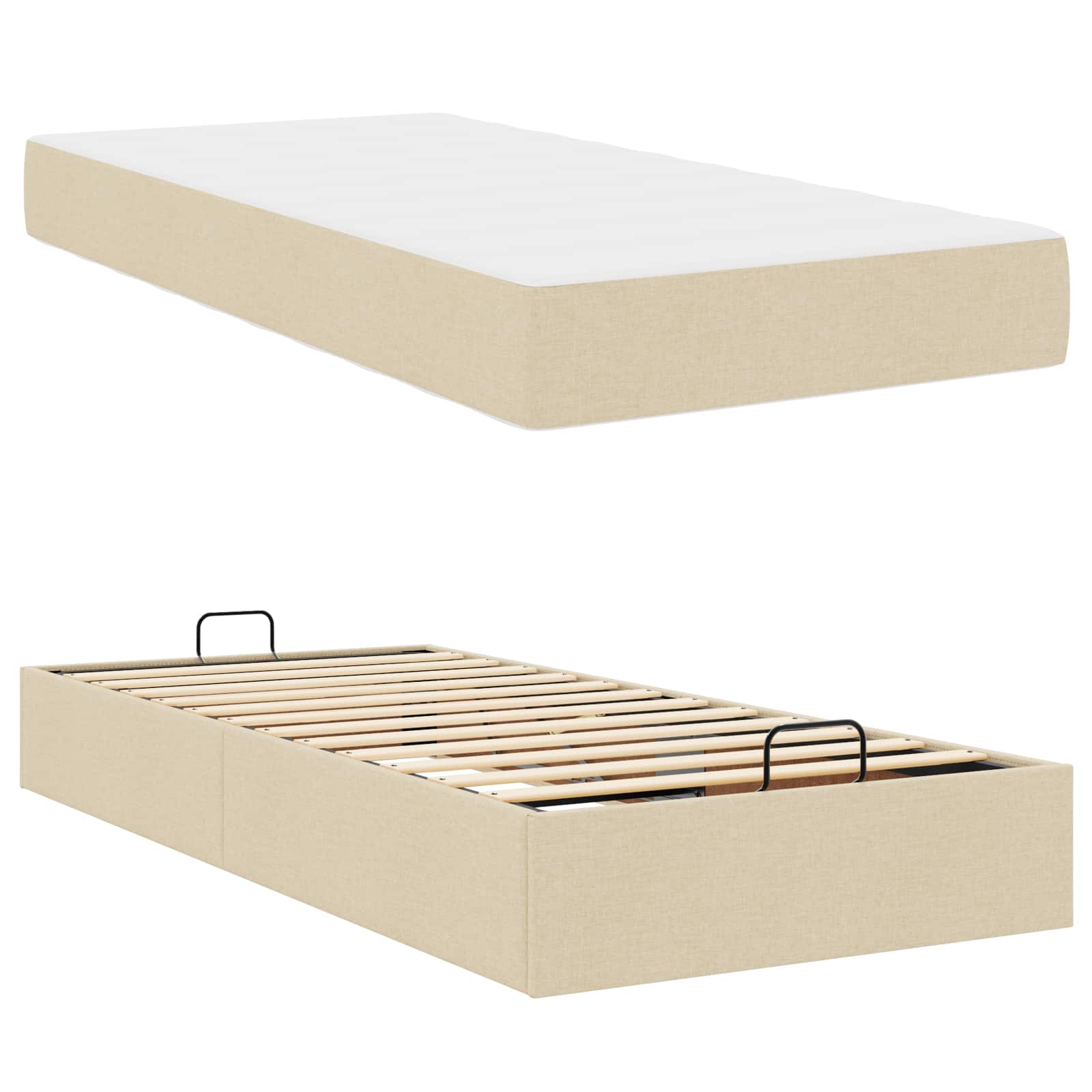 Okvir kreveta s madracem 2 pcs Krema tkanina