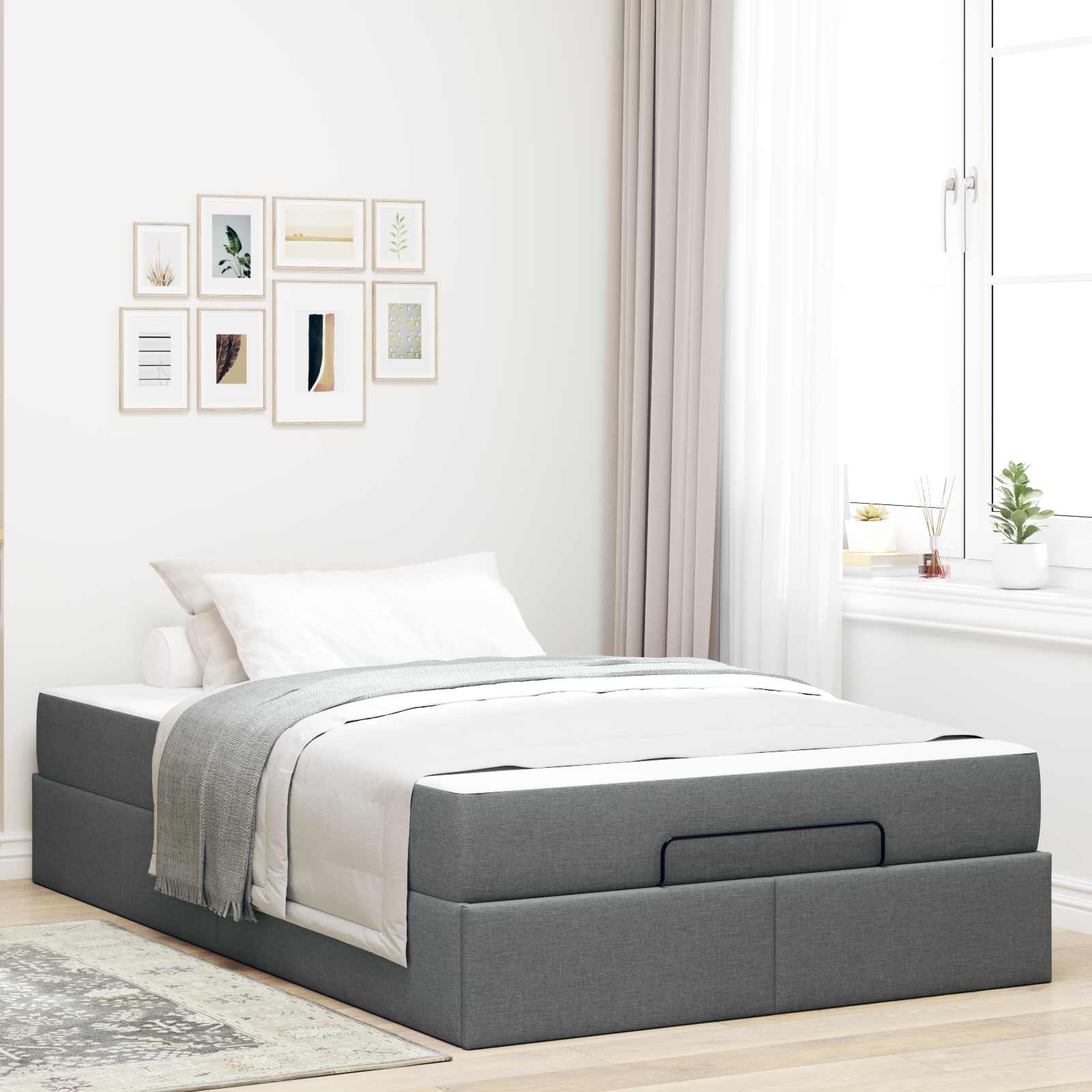 Okvir kreveta s madracem 2 pcs Siva nijansa tkanina