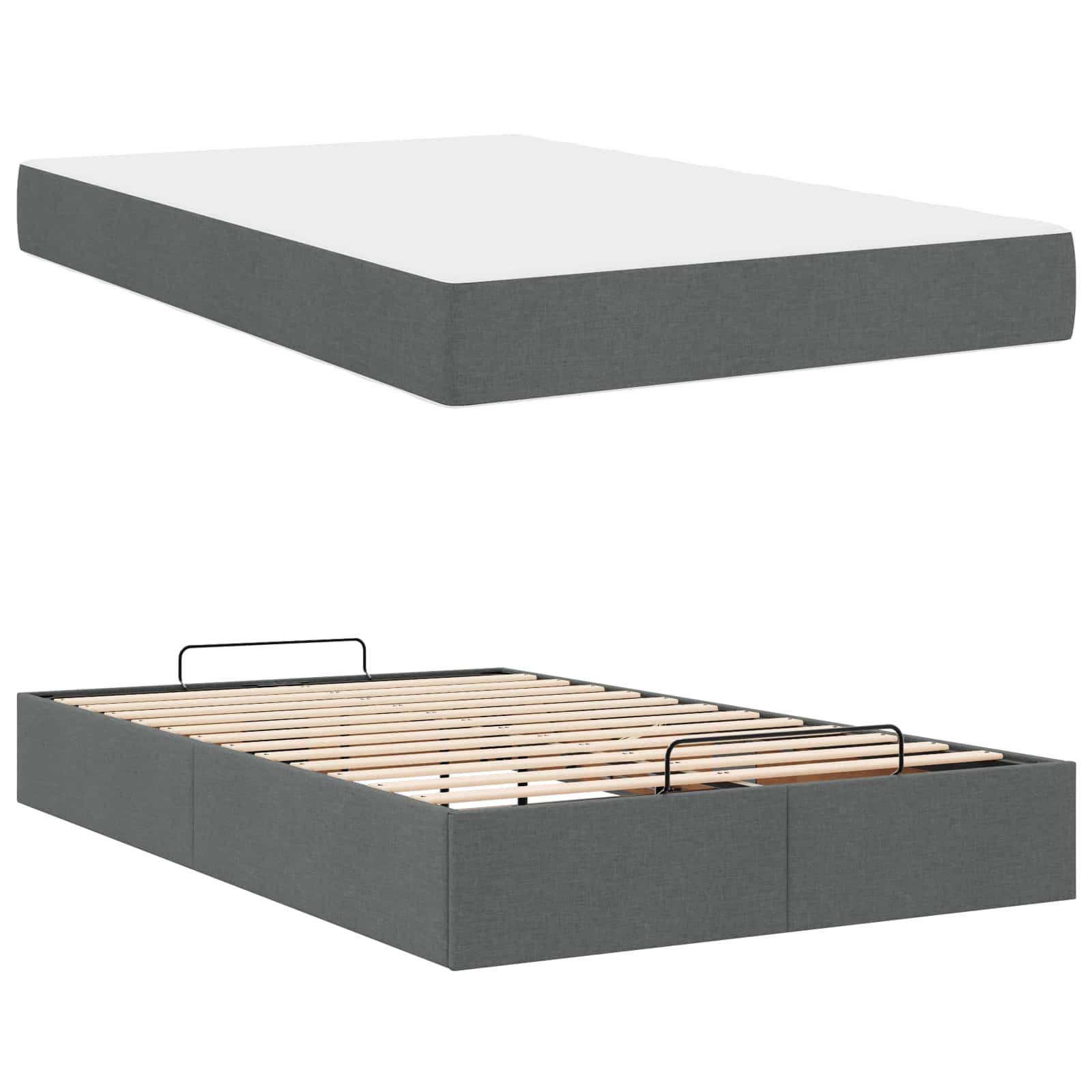 Okvir kreveta s madracem 2 pcs Siva nijansa tkanina