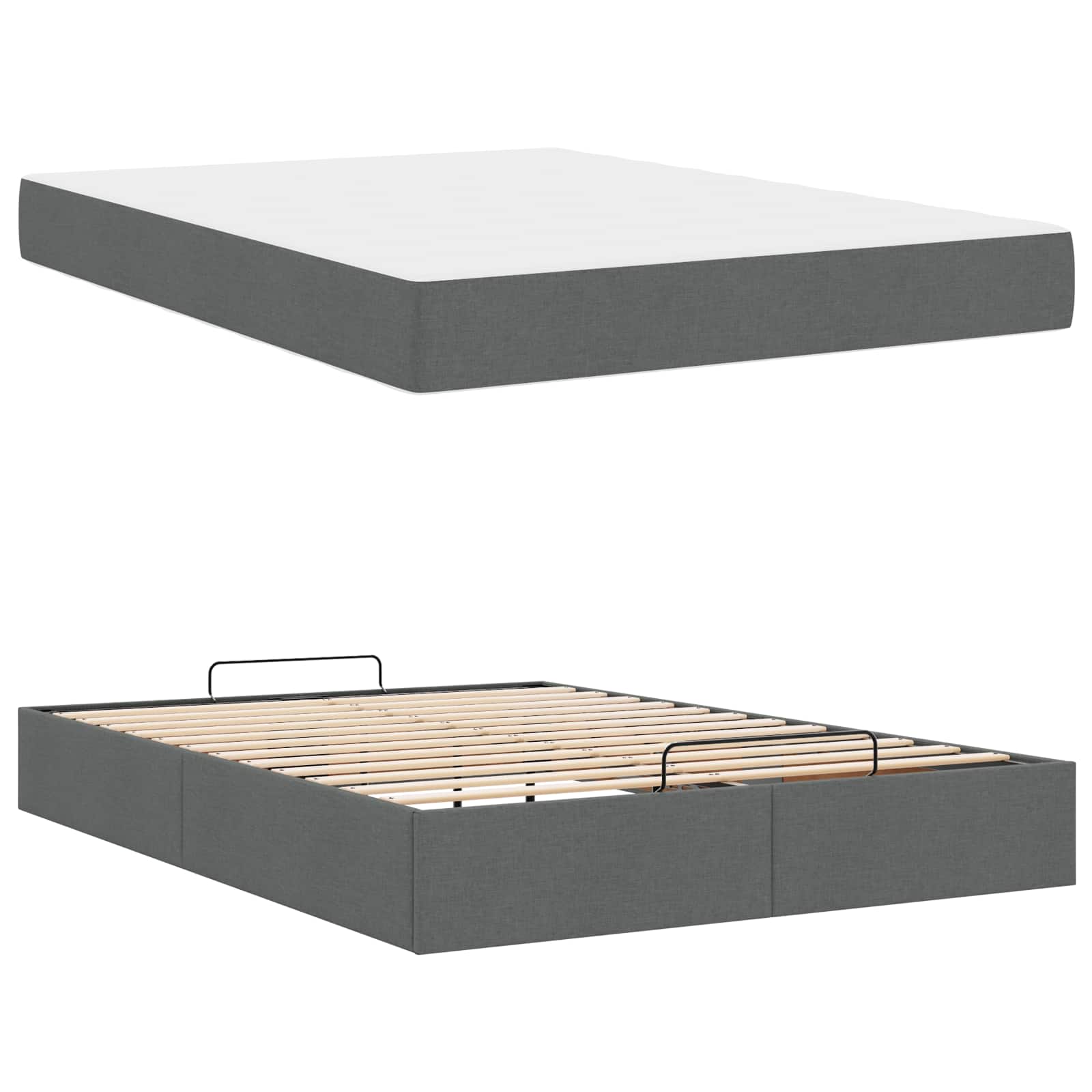 Okvir kreveta s madracem 2 pcs Siva nijansa tkanina