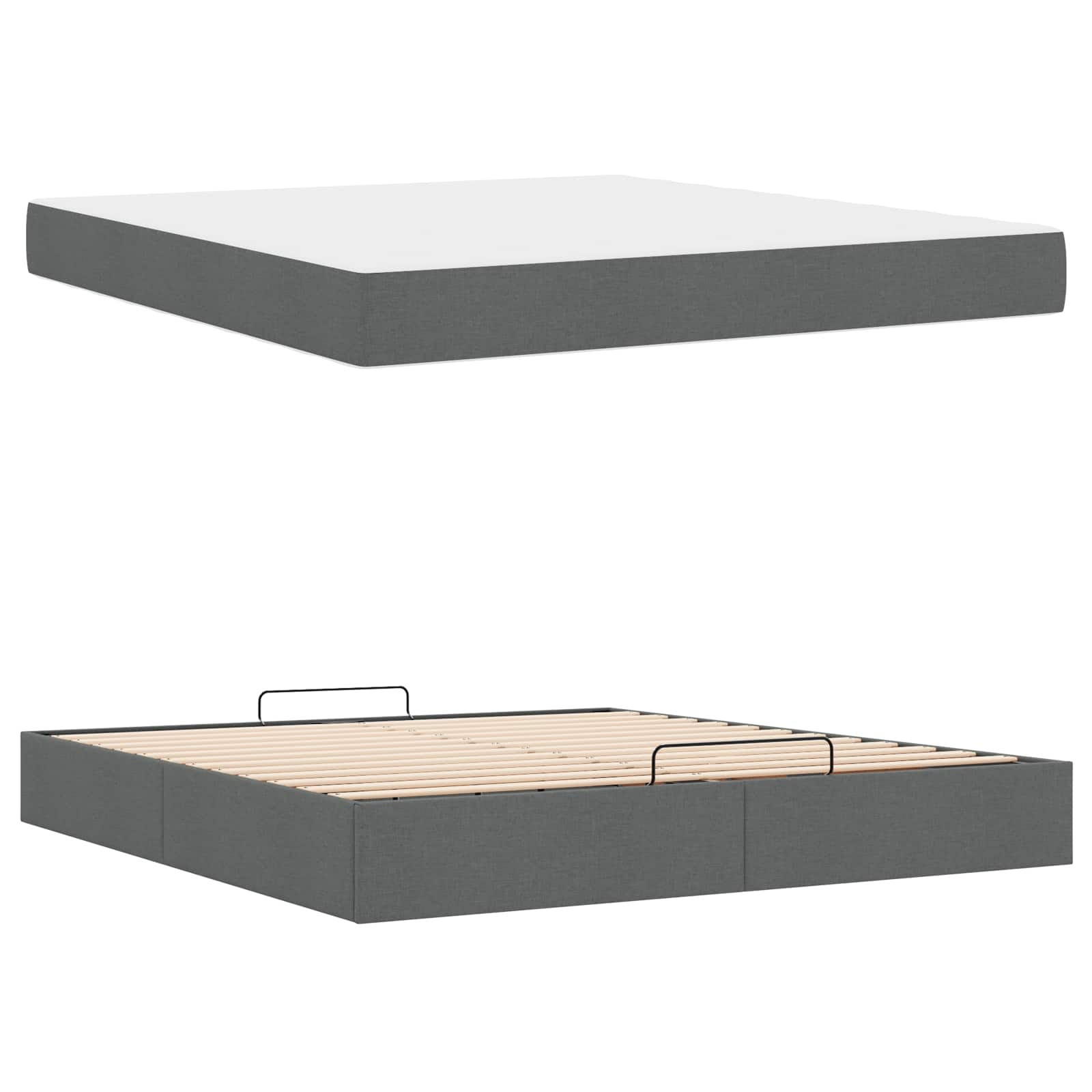 Okvir kreveta s madracem 2 pcs Siva nijansa tkanina