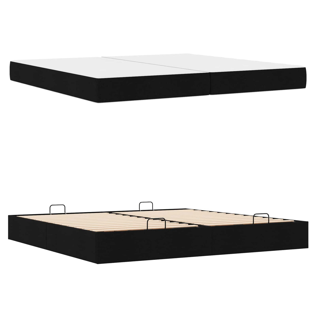 Okvir kreveta s madracem s madracem 2 pcs Crna tkanina