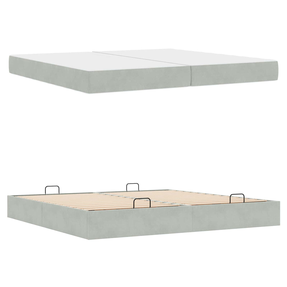 Okvir kreveta s madracem s madracem 2 pcs Svjetlosiva Baršun