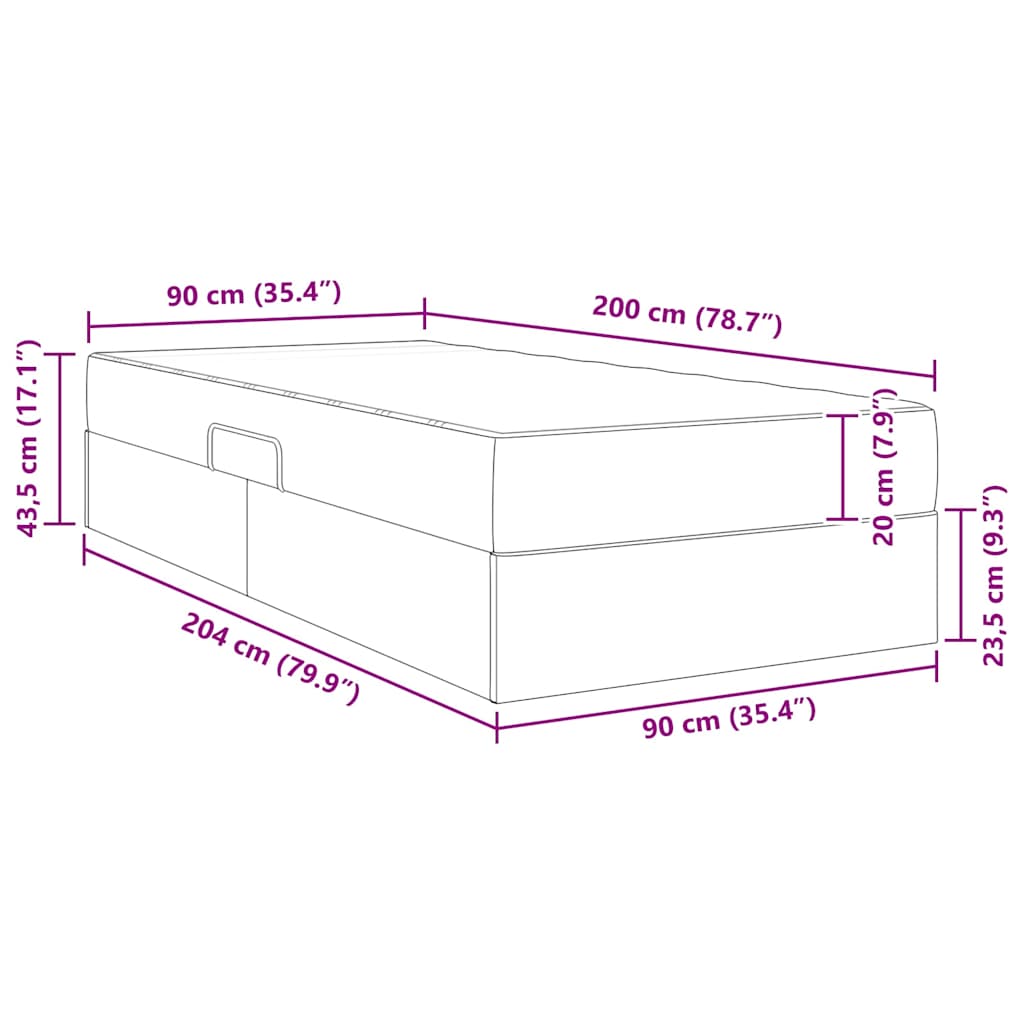 Krevet s madracem i skladištem Plava 90 x 200 cm Poliester