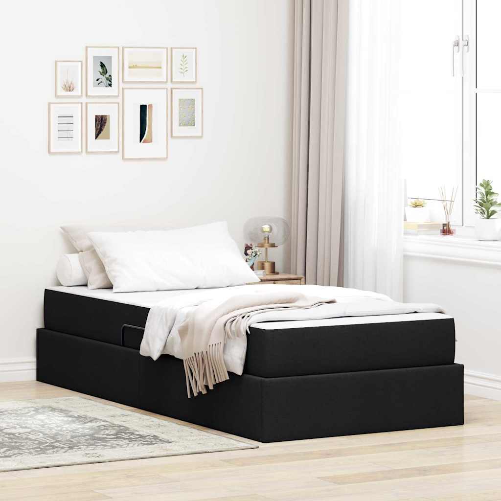 Krevet s madracem i skladištem Crna 100 x 200 cm Poliester