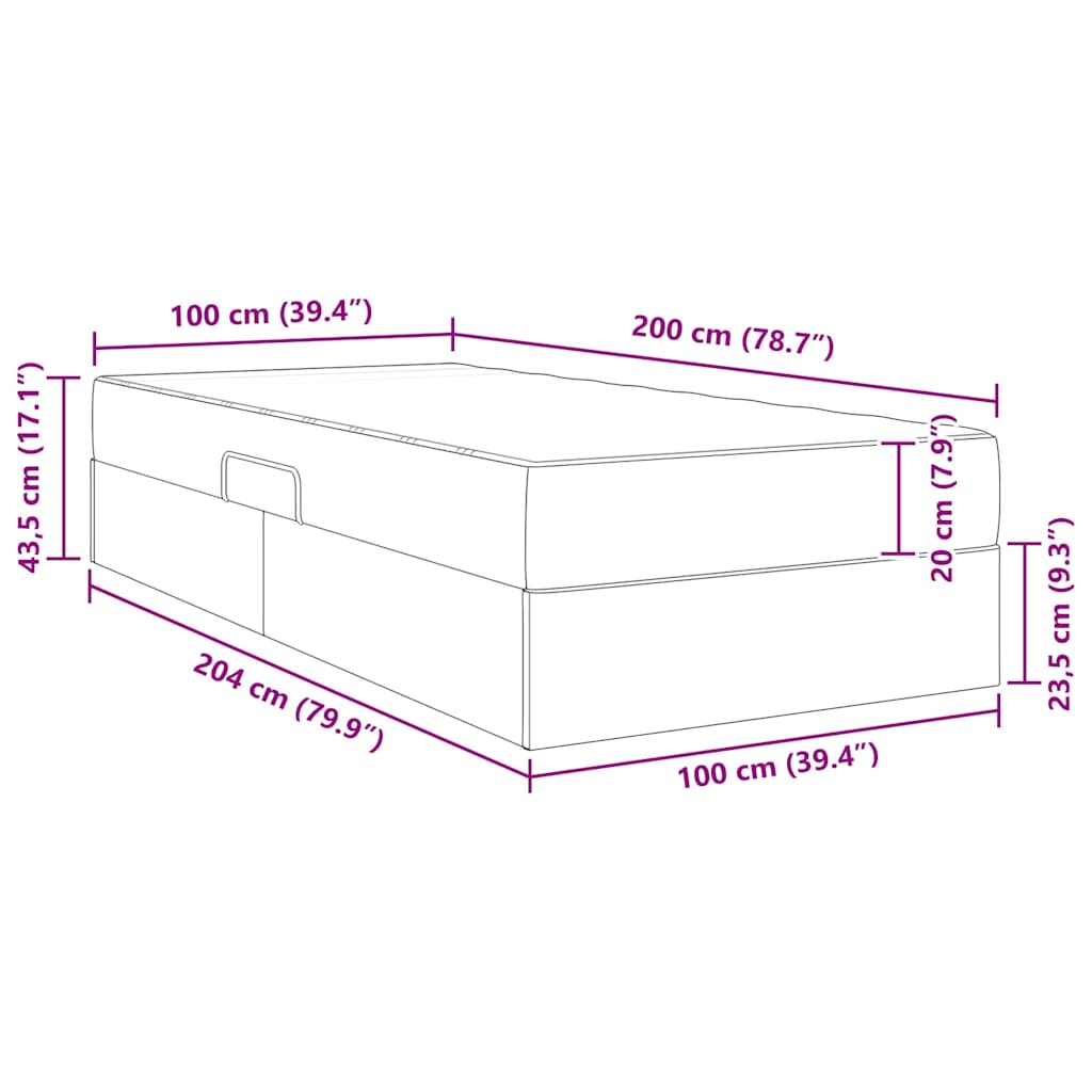 Krevet s madracem i skladištem Crna 100 x 200 cm Poliester