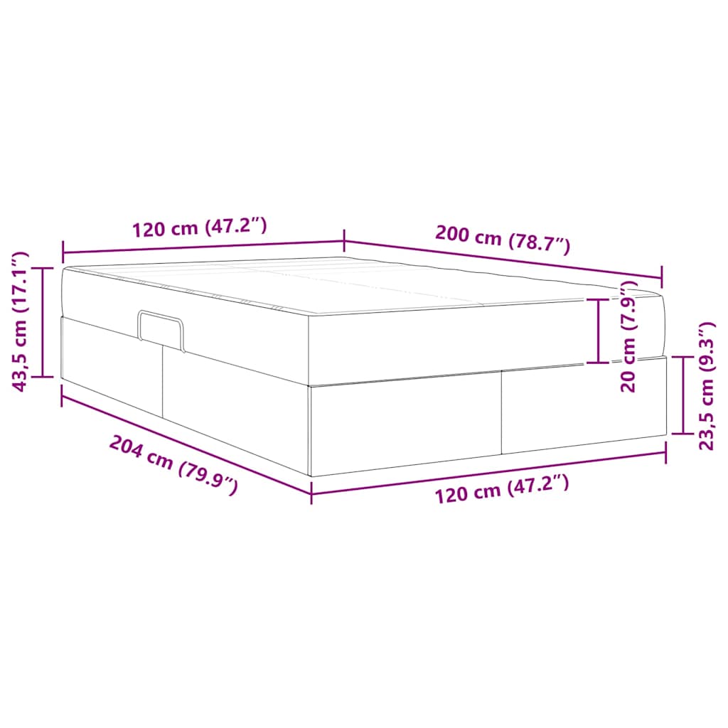 Krevet s madracem i skladištem Tamno siva 120 x 200 cm