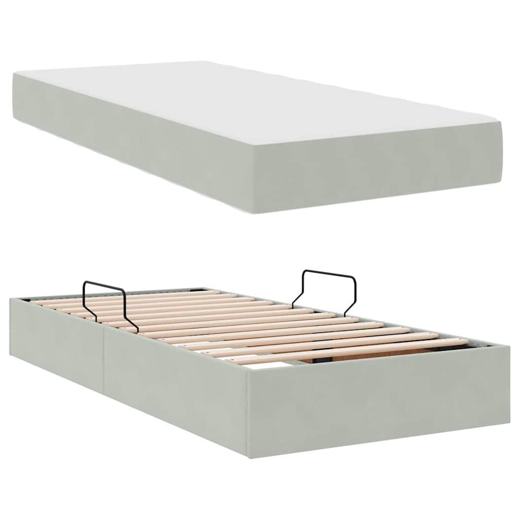 Krevet s madracem i skladištem Svijetlo siva 90 x 200 cm Baršun